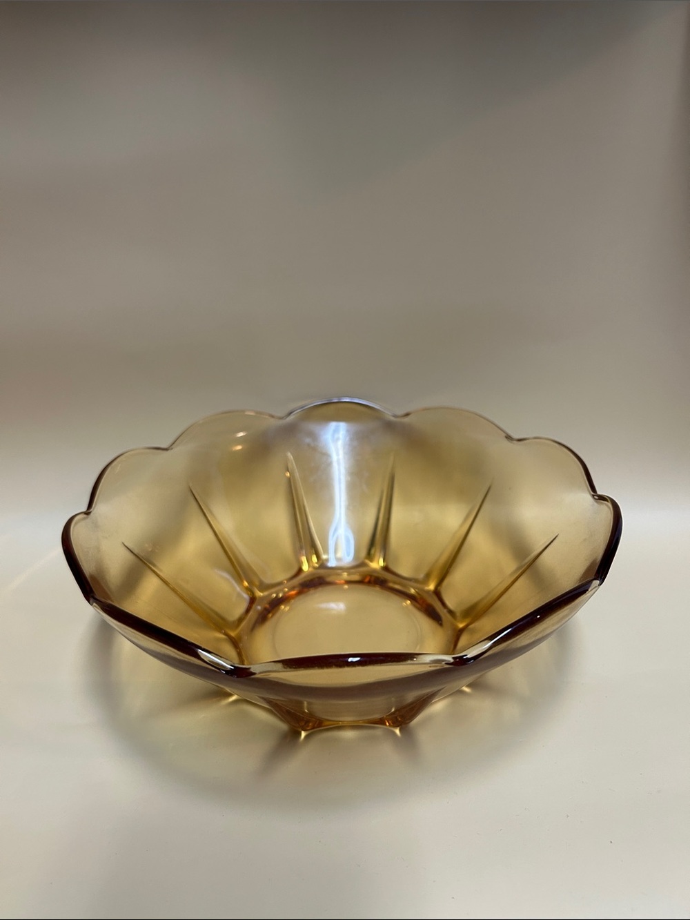 Vintage Anchor Hocking Honey Gold Glass Bowl 8 inches